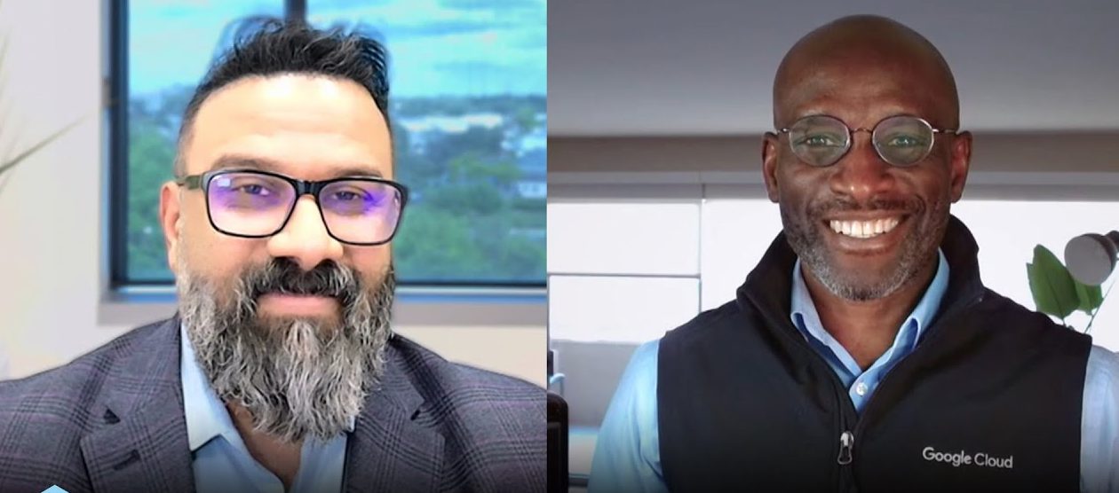 Waqas Ahmed, vice president of AI engineering at OpenText, and Yemi Falokun (right), global AI/ML partner engineering lead at Google, talk to theCUBE about context engineering at Google Cloud Next 2026.